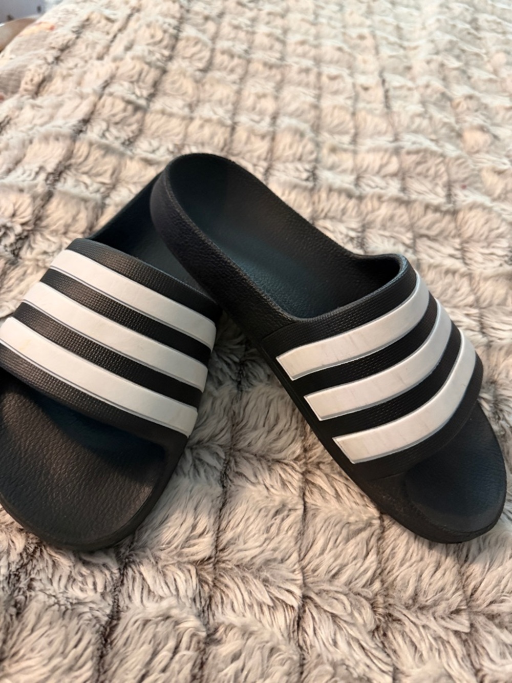 adidas Black Slip-On Foam Slides with Subtle Logo